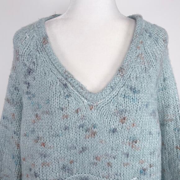 Urban Outfitters BDG Ryleigh Chunky Knit Pullover V-Neck Sweater Blue Size Large - Picture 3 of 11